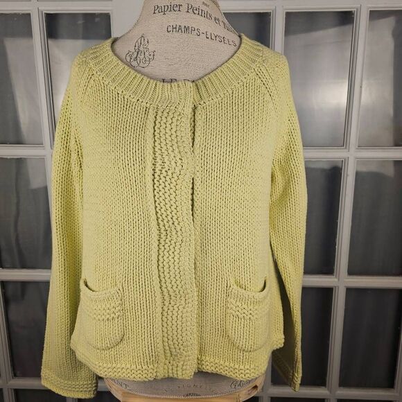 NWT J Jill Womens‎ Yellow Knit Cardigan Sweater Medium - Picture 1 of 5